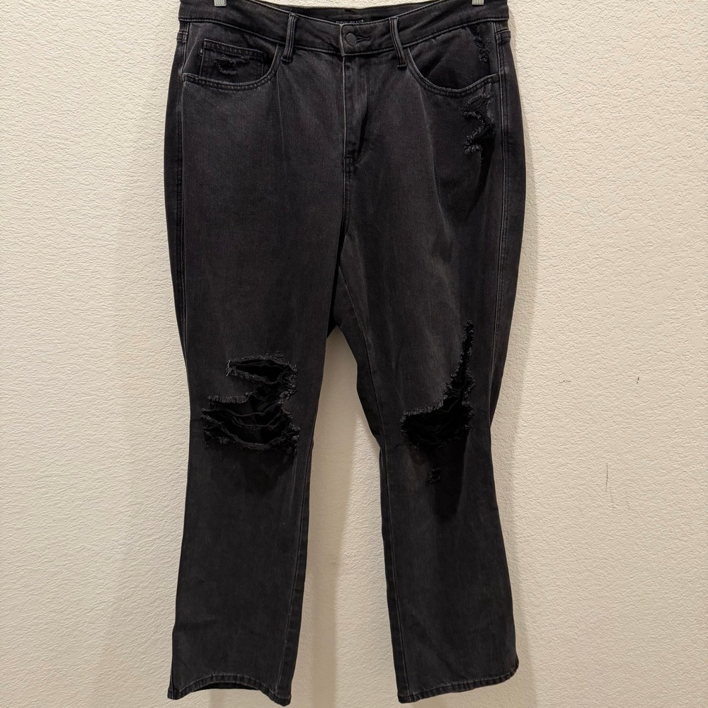 Judy Blue Washed Black Distressed Straight Leg Jeans 16W JB88737 BK